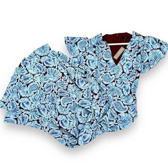 NWT J.Crew Aqua Paisley Flutter Hem Dress - Picture 3 of 6